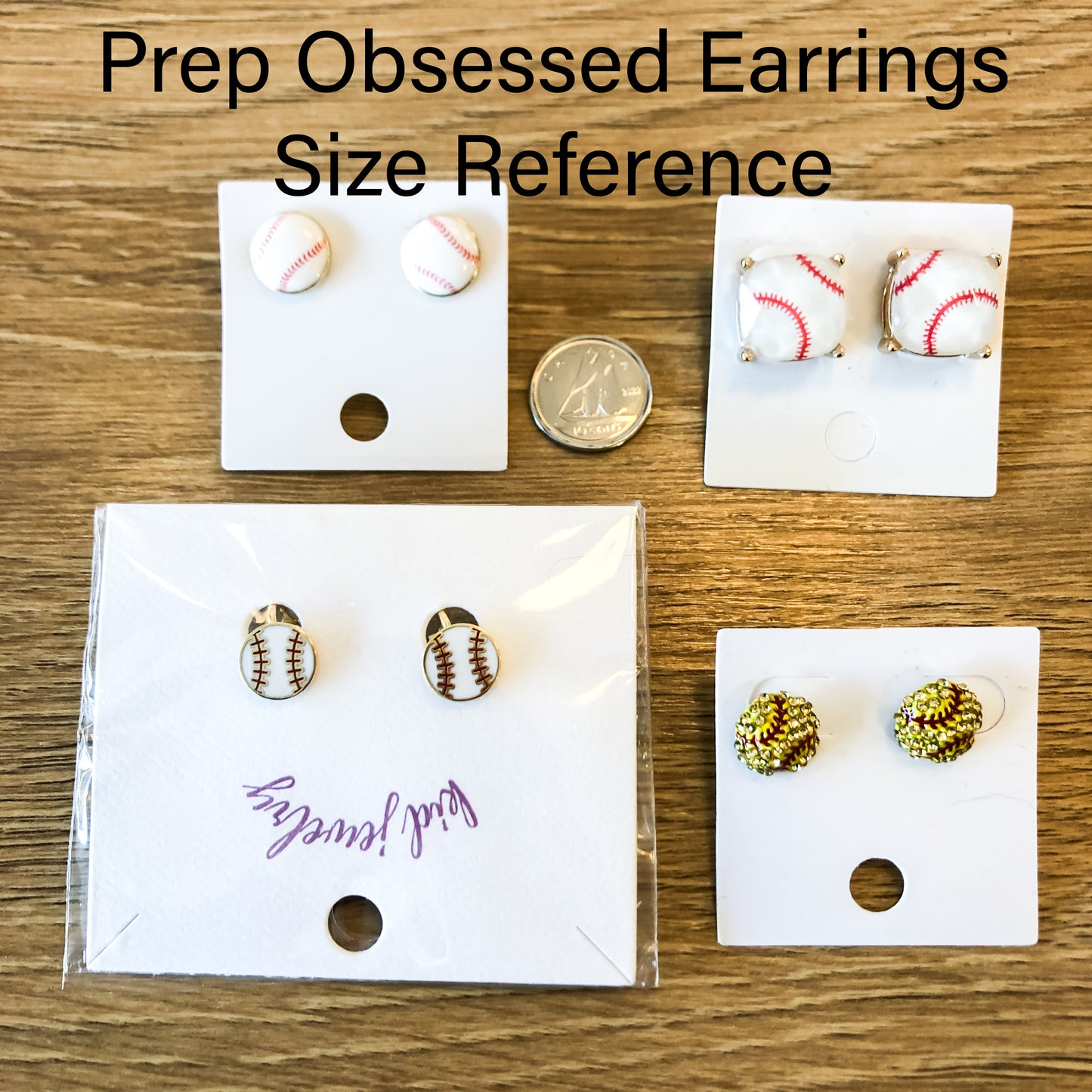 Prep Obsessed Printed Baseball Stud Earrings