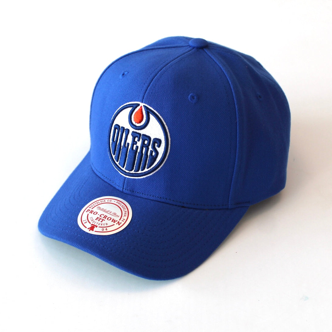 Men's NHL Edmonton Oilers Mitchell & Ness Vintage Script Snapback Hat - Blue/Orange