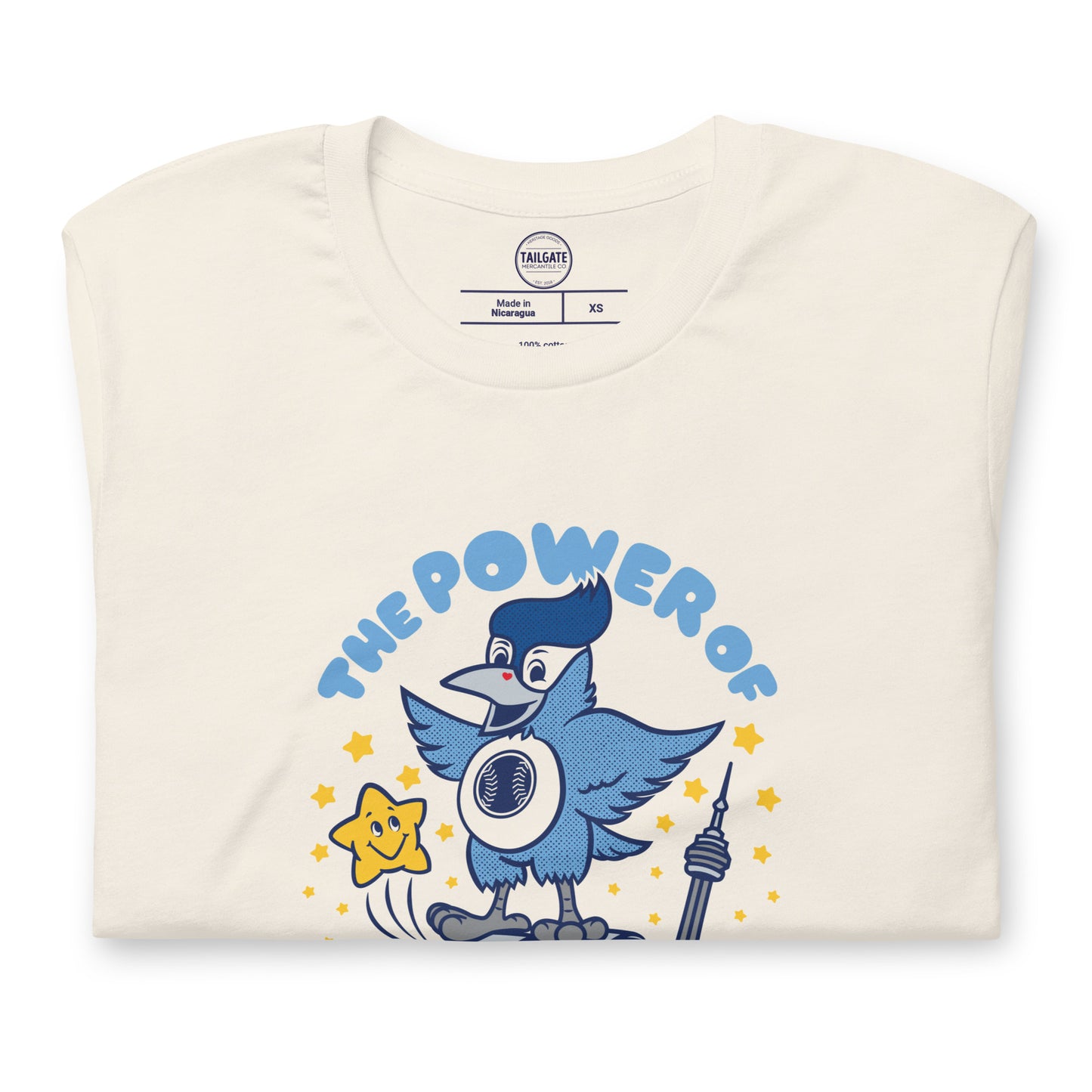 toronto blue jays the power of friendship VINTAGE WHITE folded tee flat lay