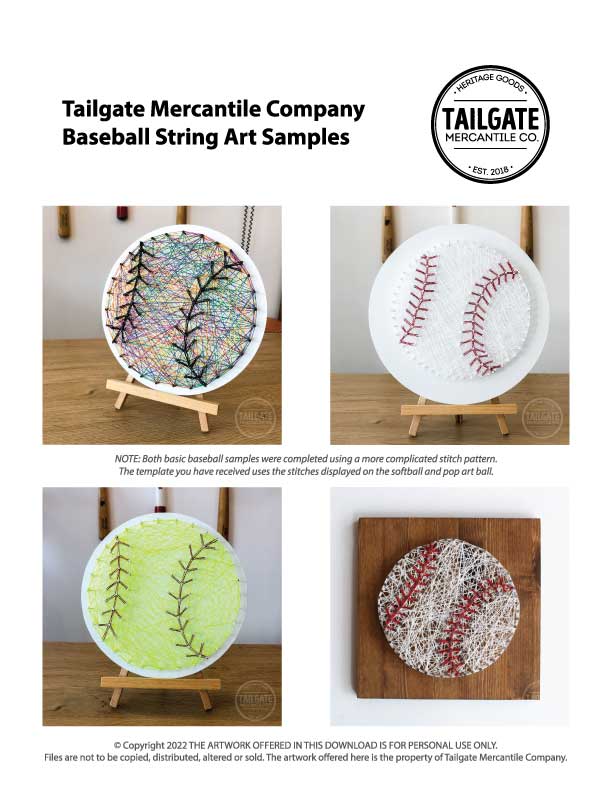 TMCo Digital Download - Baseball / Softball String Art Template