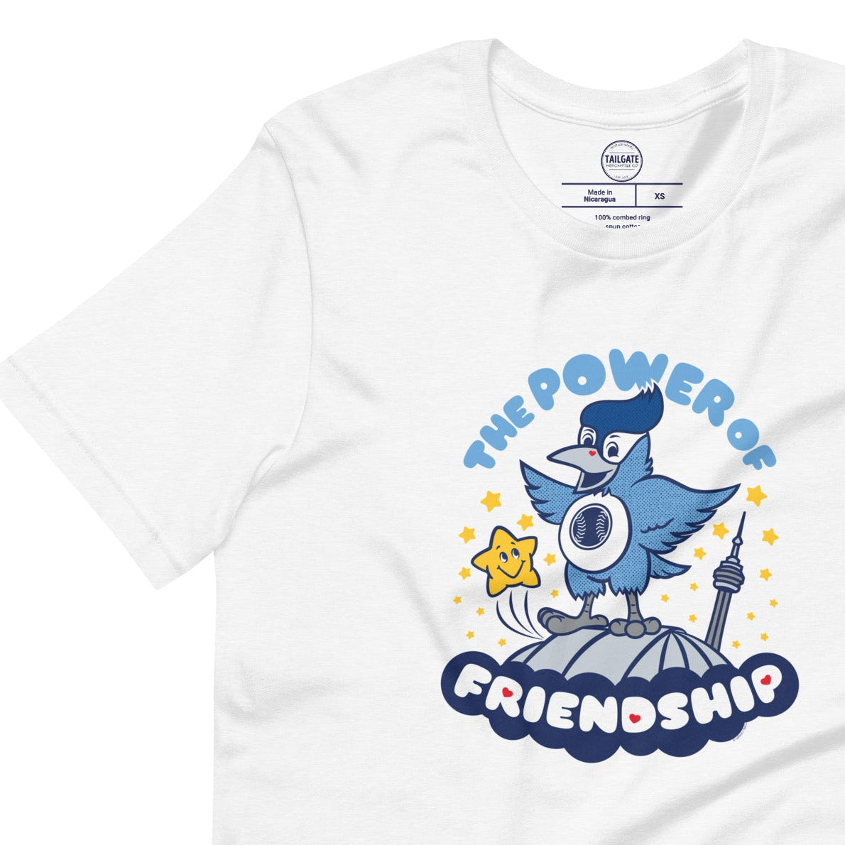 toronto blue jays the power of friendship SOLID WHITE BLEND wrinkle flat lay