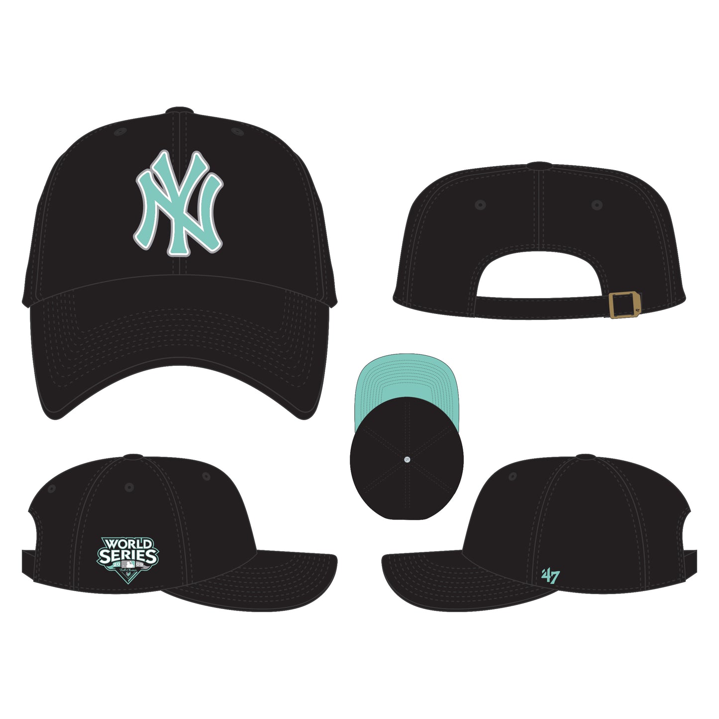 47 Black Mint Double Under Clean Up New York Yankees Hat